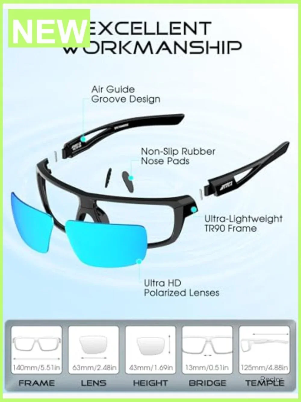 Polarized Sunglasses Men Sports TR90 Frame UV400 Protection Wrap-Around Driving